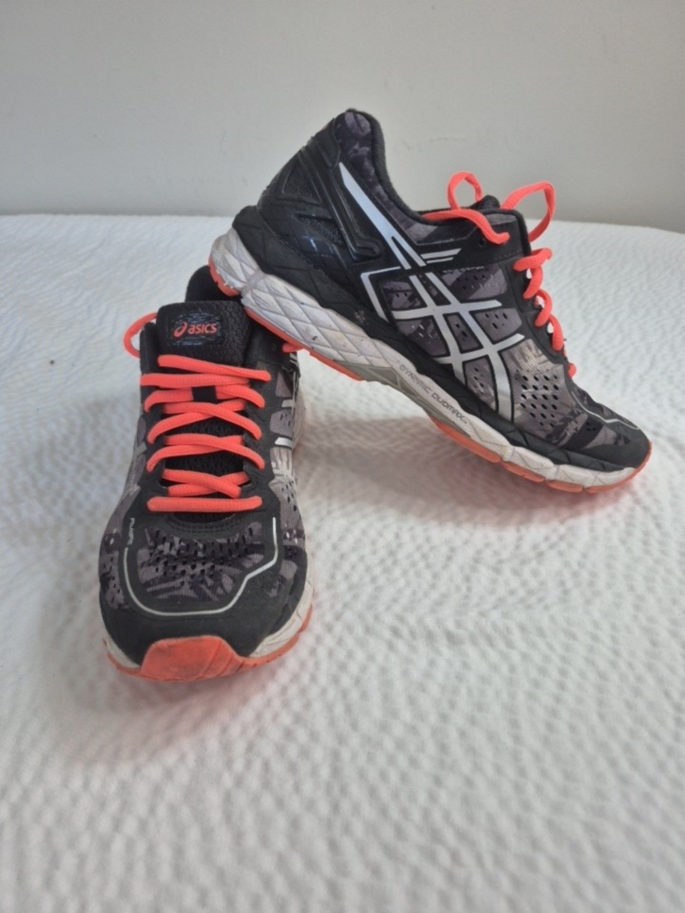 ASICS Men's Black/Gray/Orange Lace Up Low Top Running Sneakers T597N Camo